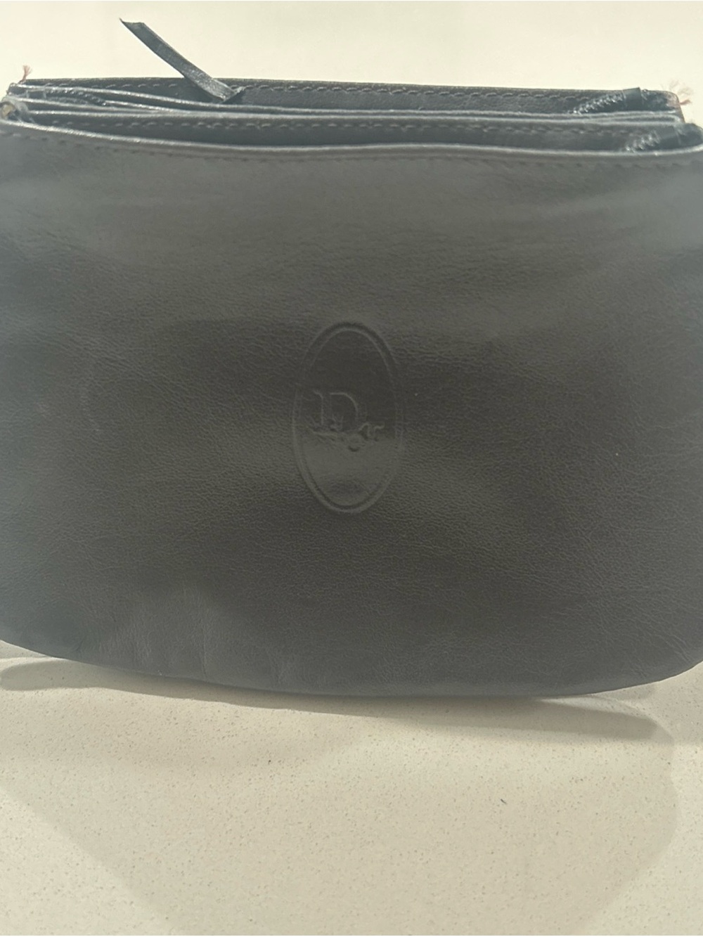 Rare Vintage Christian Dior Gray Leather 3 Compartment Pouch Bag